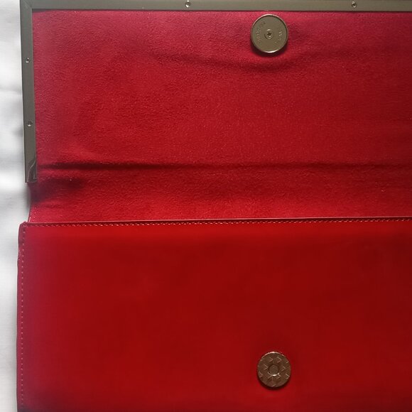 Aldo Clutch Bag Purse for Women Shining Red Magentic Closure Hand Bag 11" x 5" - Picture 5 of 5